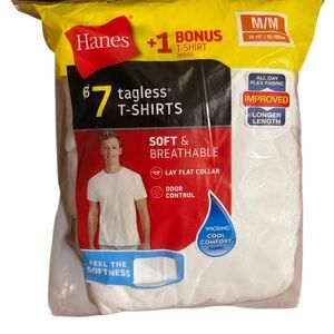 Hanes Men White Cotton Odor Control T shirts 7pk